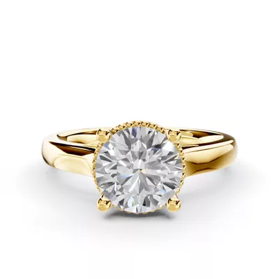 Ravenna Milgrain Halo Solitaire Engagement Ring (2.5mm)