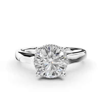 Ravenna Milgrain Halo Solitaire Engagement Ring (2.5mm)