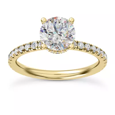 Faye Double Hidden Halo Pave Engagement Ring