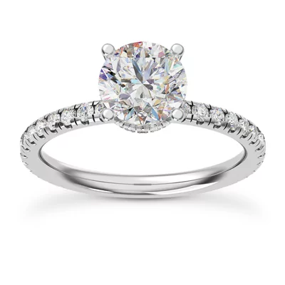 Faye Double Hidden Halo Pave Engagement Ring