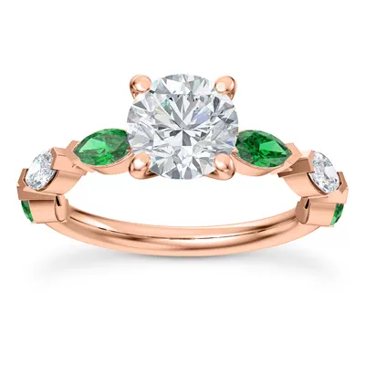 Clora Emerald And Diamond Engagement Ring