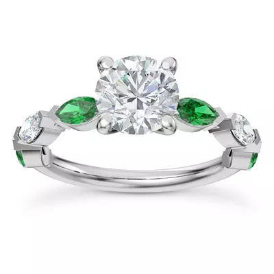 Clora Emerald And Diamond Engagement Ring