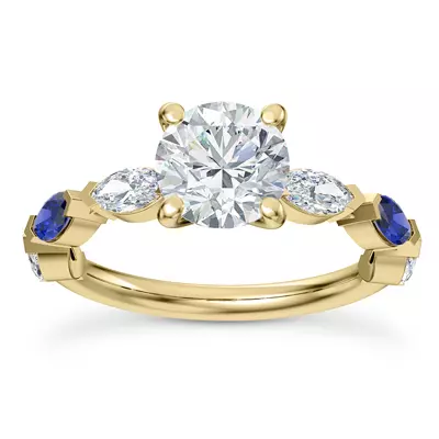 Astro Diamond And Sapphire Engagement Ring