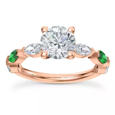 Viridi Diamond And Emerald Engagement Ring