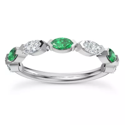 Viridi Diamond And Emerald Band