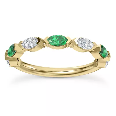 Viridi Diamond And Emerald Band