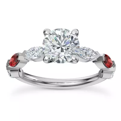 Cherry Diamond and Ruby Engagement Ring