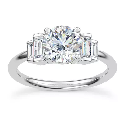 Aya Graduated Straight Baguette Engagement Ring