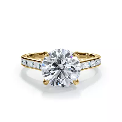 Bellora Channel-Set Lab Baguette Cathedral Engagement Ring