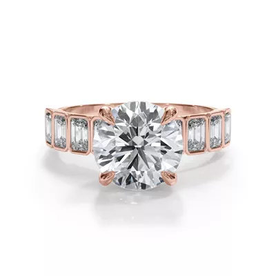 Bellora Emerald-Cut Bezel Hidden Halo Engagement Ring