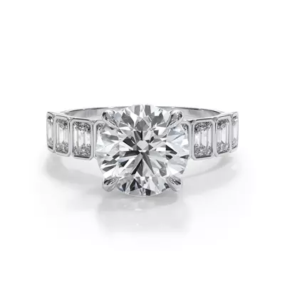 Bellora Lab Emerald-Cut Bezel Hidden Halo Engagement Ring