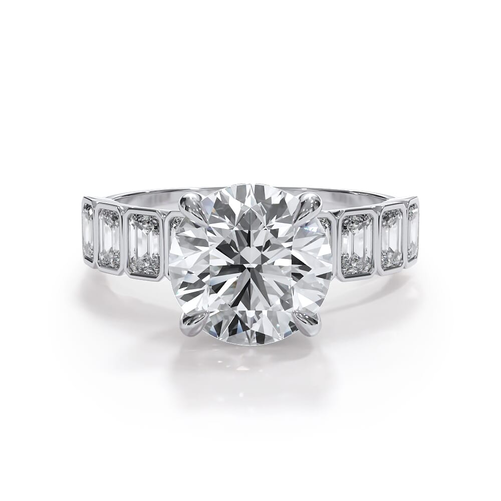 Bellora Emerald-Cut Bezel Hidden Halo Engagement Ring