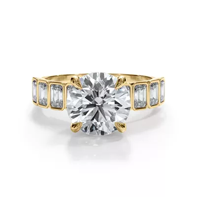 Bellora Emerald-Cut Bezel Hidden Halo Engagement Ring