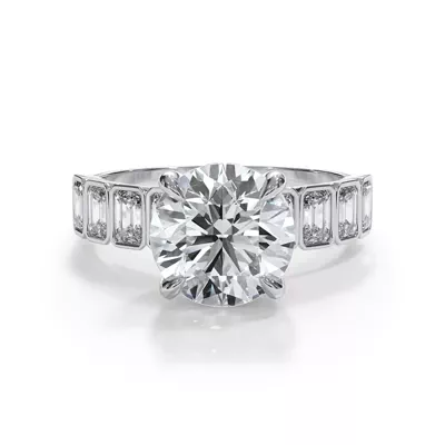 Bellora Lab Emerald-Cut Bezel Hidden Halo Engagement Ring