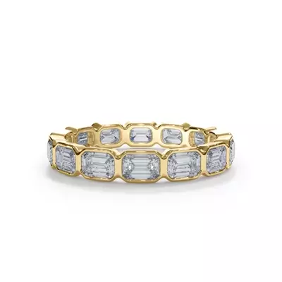 Bellora East-West Emerald-Cut Lab Bezel Band