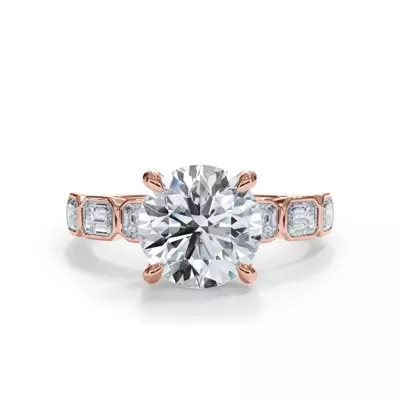 Bellora East-West Emerald-Cut Diamond Bezel Engagement Ring