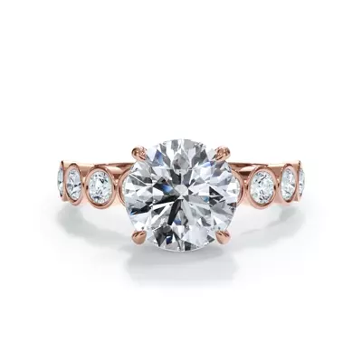 Bellora Round Diamond Bezel Hidden Halo Engagement Ring