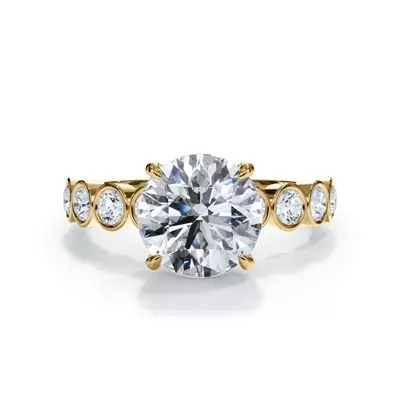 Bellora Round Diamond Bezel Hidden Halo Engagement Ring