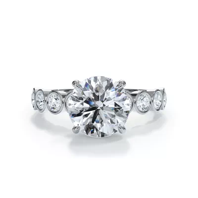 Bellora Round Diamond Bezel Hidden Halo Engagement Ring