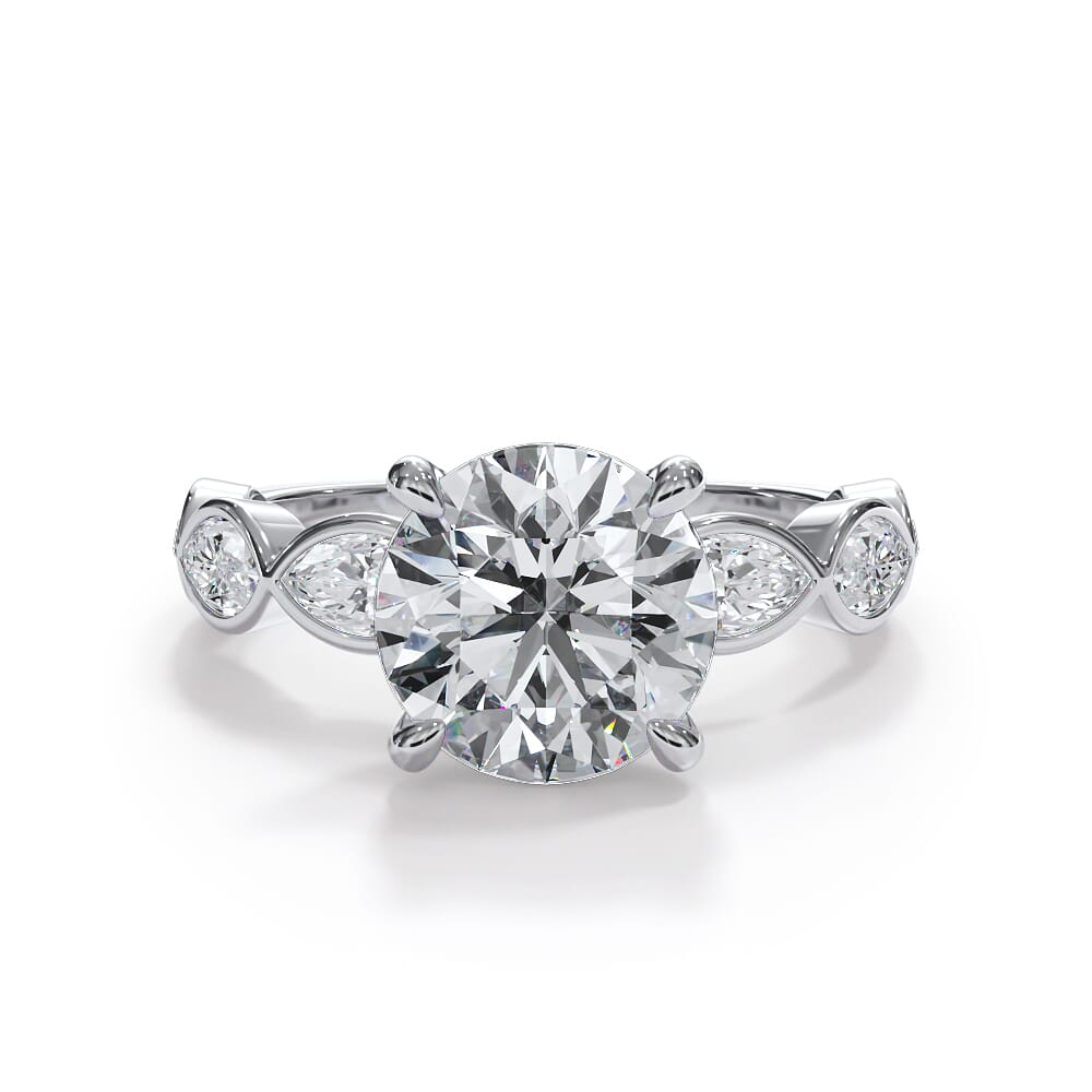 Bellora Lab Marquise Bezel Hidden Halo Engagement Ring