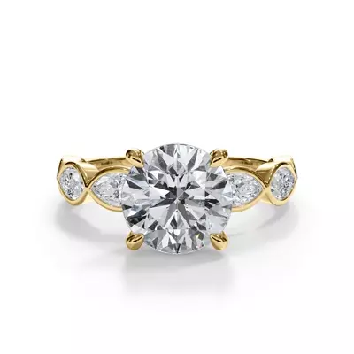 Bellora Lab Marquise Bezel Hidden Halo Engagement Ring