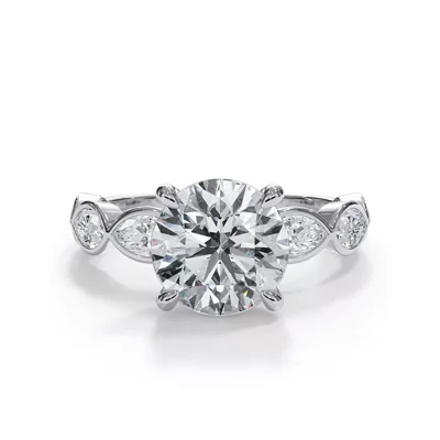 Bellora Lab Marquise Bezel Hidden Halo Engagement Ring