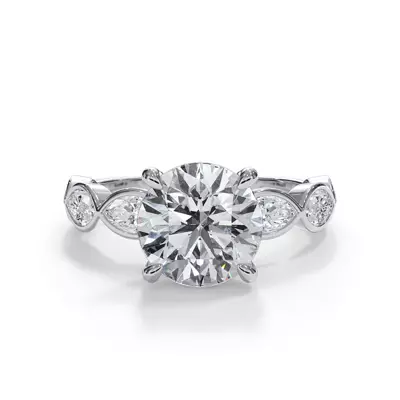Bellora Lab Marquise Bezel Hidden Halo Engagement Ring