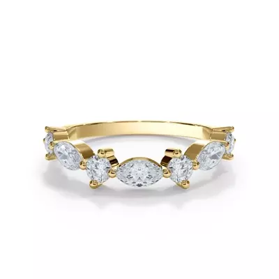 Matae Round And Marquise Lab Diamond Curved Band