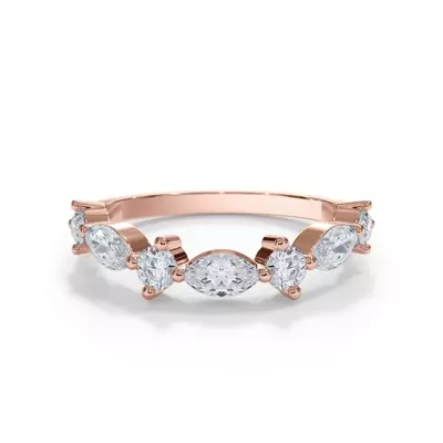 Matae Round And Marquise Diamond Curved Band
