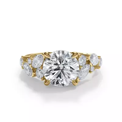 Matae Scattered Lab Diamond With Hidden Halo Engagement Ring