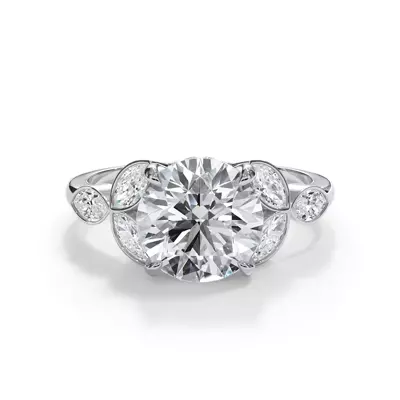 Bellora Trio Marquise Lab Bezel Engagement Ring