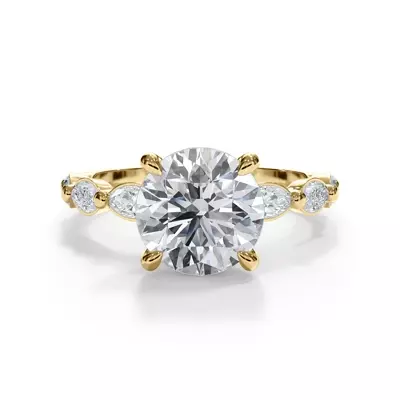 Bellora Marquise Lab Bezel Hidden Halo Engagement Ring