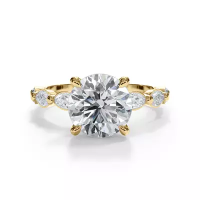 Bellora Marquise Lab Bezel Hidden Halo Engagement Ring