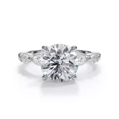 Bellora Marquise Lab Bezel Hidden Halo Engagement Ring