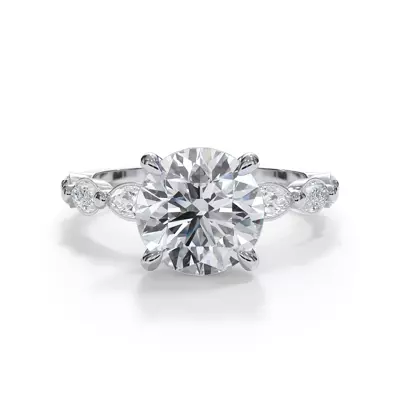 Bellora Marquise Lab Bezel Hidden Halo Engagement Ring