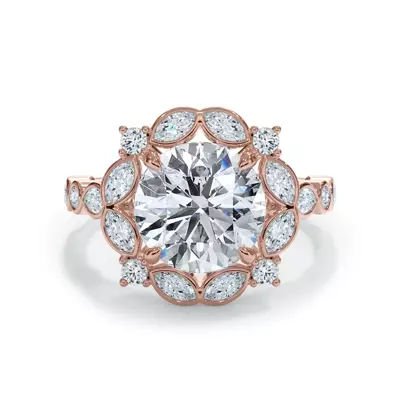 Luminaria Bezel Marquise Lab Halo Ring