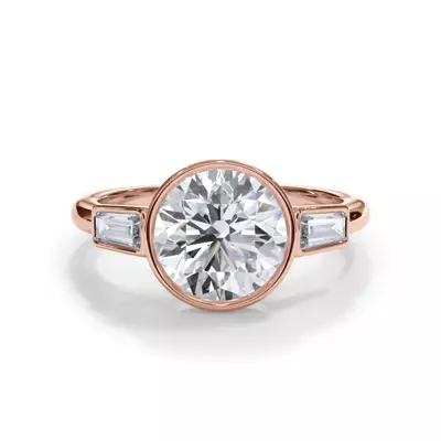 Bellora Bezel-Set Tapered Baguette Engagement Ring