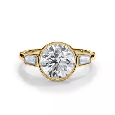 Bellora Bezel-Set Tapered Baguette Engagement Ring
