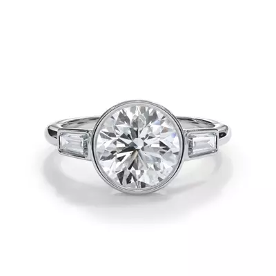 Bellora Bezel-Set Tapered Baguette Engagement Ring