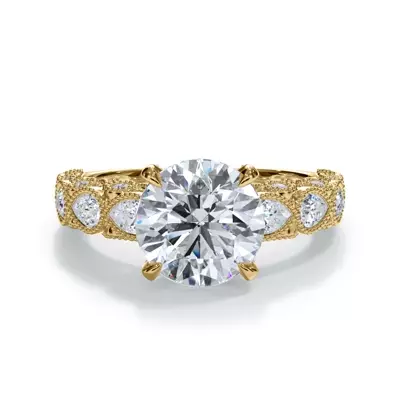Amara Vintage Pear-Shaped Lab Engagement Ring