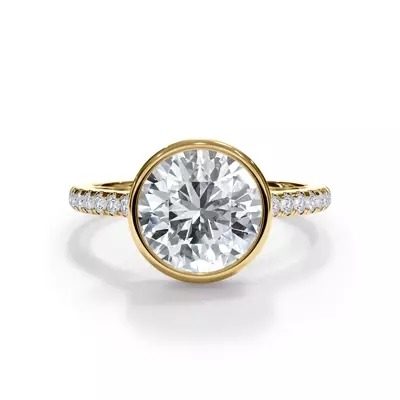Enigma Bezel Hidden Halo Pavé Band Engagement Ring