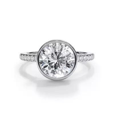 Enigma Bezel Hidden Halo Pavé Band Engagement Ring