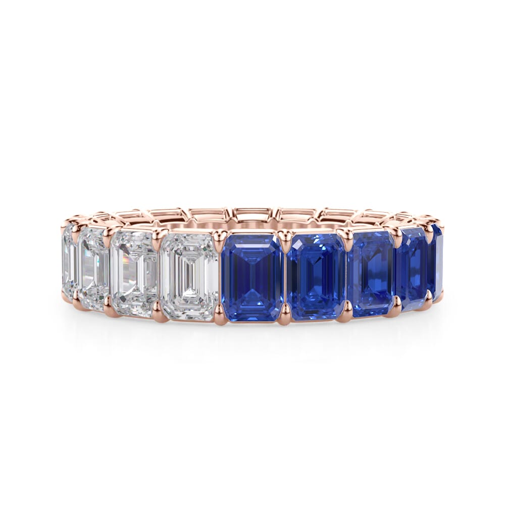 Dual Harmony Emerald-Cut Sapphire and Diamond Eternity Ring