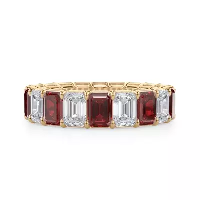 Classic Emerald-Cut Ruby and Lab Eternity Ring