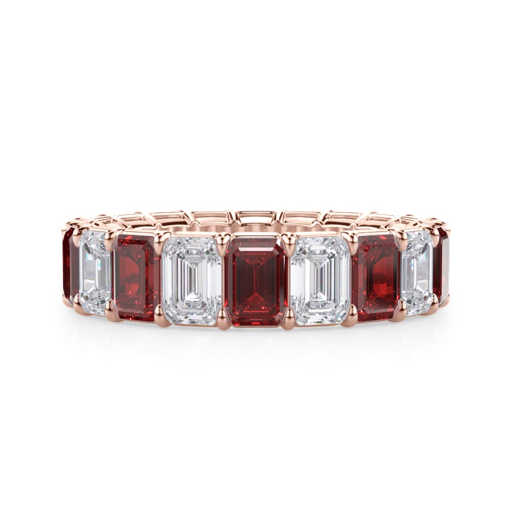 Classic Emerald-Cut Ruby and Lab Eternity Ring