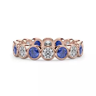 Sapphire and Diamond Bezel-Set Eternity Ring