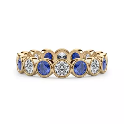 Sapphire and Diamond Bezel-Set Eternity Ring