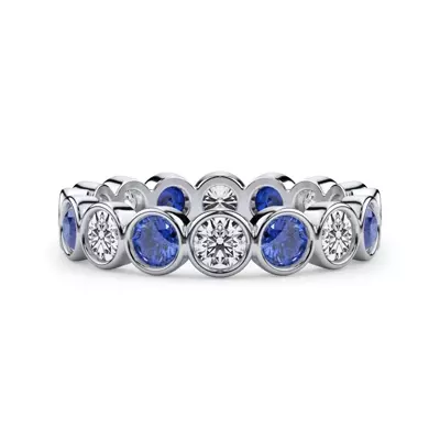 Sapphire and Diamond Bezel-Set Eternity Ring