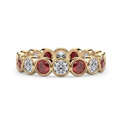 Ruby and Diamond Bezel-Set Eternity Ring