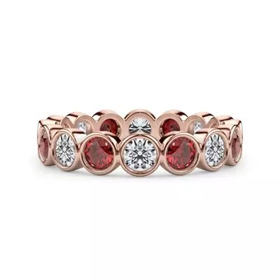 Ruby and Lab Diamond Bezel-Set Eternity Ring